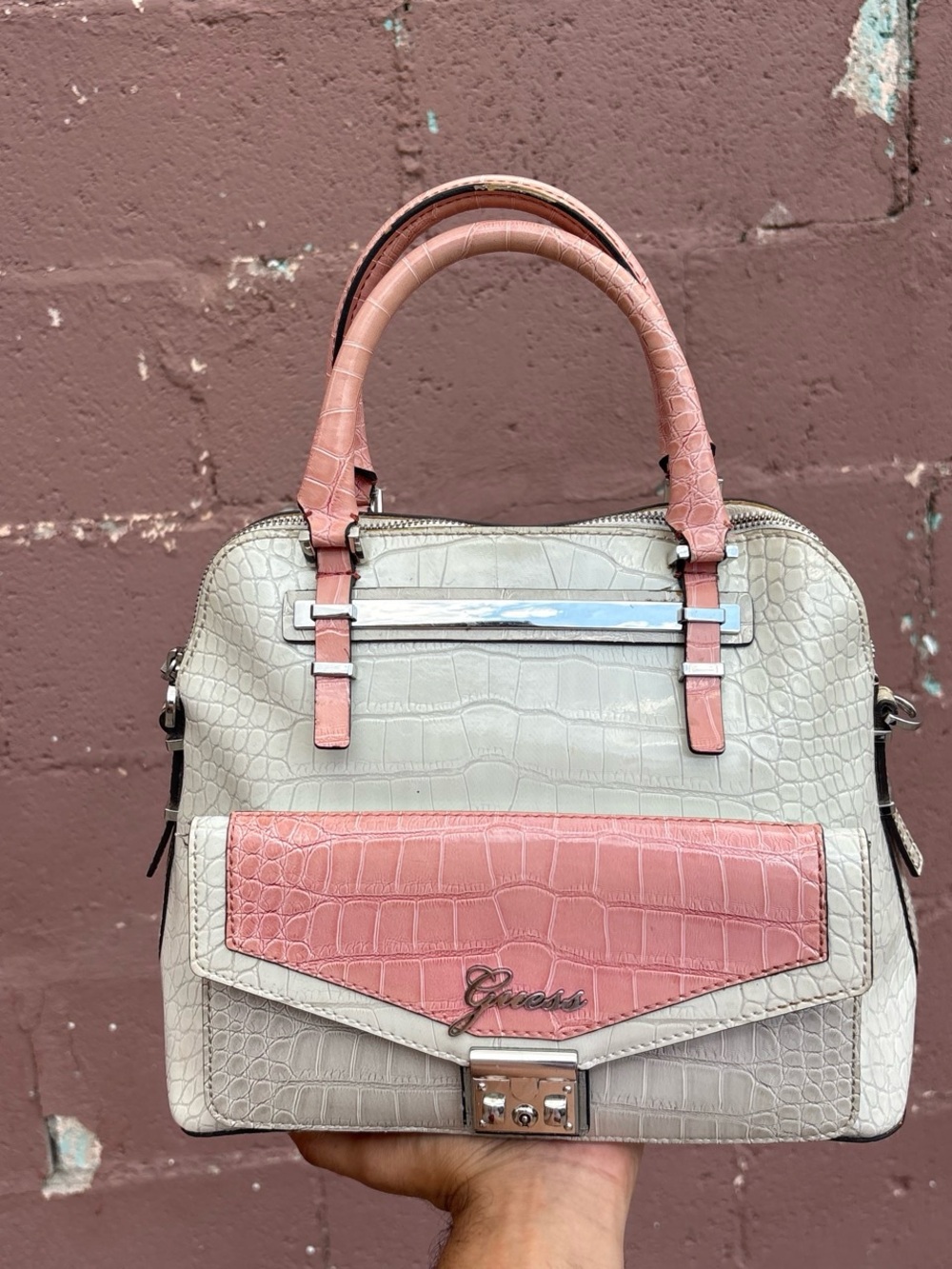 Vintage Guess Kora White Multi Dome bag